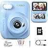 GREENKINDER Appareil Photo Instantané Enfant, 3.0" Grand Écran 14 MP Appareil Photo Enfant avec Carte de 32 Go & Papier d'impression, Appareil Photo Numérique Enfant Cadeau pour Enfants 3-12 Ans, Bleu