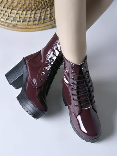 Image of Shoetopia Women & Girls Lace Up Block Heeled Western Boots