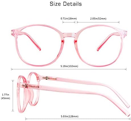 Blue Light Blocking Glasses for Women, Anti Eyestrain, Computer Reading, TV Glasses, Stylish Square Frame, Anti Glare (Clear Pink, 5.00 Magnification) — view 2