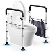 Toiletten-Sicherheitsgriffe, höhen- & breitenverstellbar, klappbarer Toilettenrahmen für Senioren & Behinderte, mit Aufbewahrungstasche & Toilettenpapierhalter, belastbar bis 158 kg