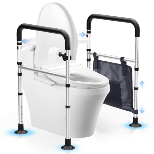 WHLICKS Adjustable Toilet Safety Rails with Storage