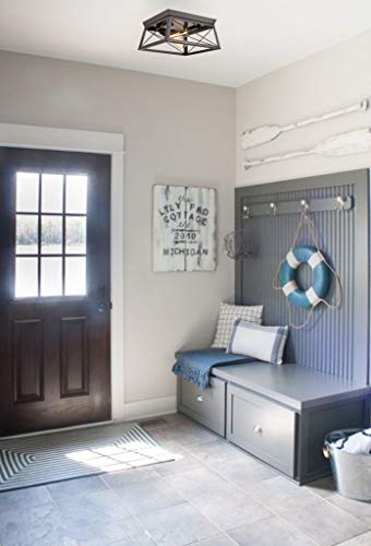 Danseer Lighting Industrial Flush Mount Ceiling Light Fixture Oil Rubbed Bronze 2 Light #TOP1