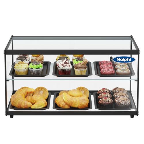 Malphi 29in. Tiered Pastry Bakery Display Case with Glass Shelf and Sliding Door,3cu. ft. Capacity|Large Bread Cookie Display Box | 29.3\" x 15.3\" x 15.4\" - Thumbnail 4