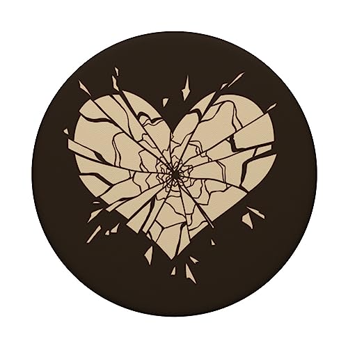 Damaged Broken Shattered Splintered Heart PopSockets Adhesive PopGrip, Black - Image 3