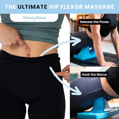 Image of Thrival Wave - Fully Adjustable Psoas, Back and Hip Flexor Muscle Release Tool with Thrival App for Targeted Routines, Deep Tissue, Trigger Point Massage (Blue) - Made in USA