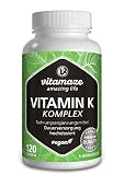 Vitamin K Komplex hochdosiert & vegan, K1 1.000 mcg + K2 Menaquinon (1.000 mcg MK4 + 200 mcg MK7), Der VERGLEICHSSIEGER*, 120 Kapseln fr 4 Monate, beste Bioverfgbarkeit, Made in Germany