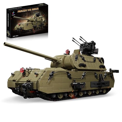 honchoes WW2 Panzer VIII Maus Tank Building Sets for Adults, Army Military Vehicles Collectible Model for Home Decor (Olive Green)