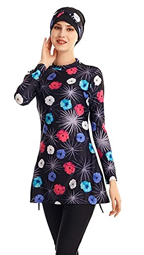 obaSeteck Muslim Swimsuits for Women, Full Coverage Islamic Burkini Modest Swimwear Long Sleeve Bathing Suit (N1, 4XL)