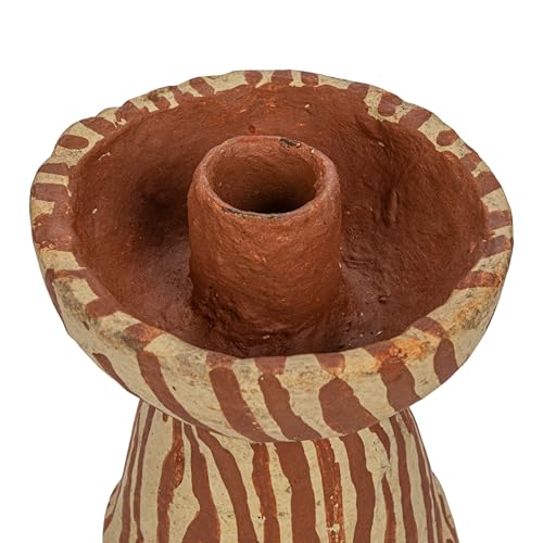 Creative Co-Op Round Decorative Hand-Painted Paper Mache Taper Holder, Brown and Beige by Creative Co-Op - Image 8