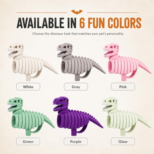 Dinosaur Costume for Dogs & Cats, Plush T-Rex Skeleton Halloween Pet Outfit (Glow,X-Large) - 3