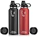 Swig Savvy BPA-Free Leak-Proof Stainless Steel Wide Mouth Insulated Water Bottle with Interchangeable Caps, 2 Pack, Combo 40oz
