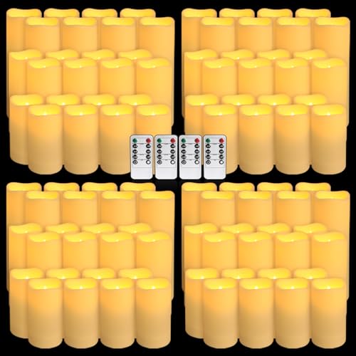 Image of 96-Pack LED Flameless Candles with Remote Control - Perfect for Home, Parties, and Special Occasions - Create a Magical Ambiance Effortlessly(Three Sizes)
