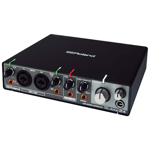 Roland Rubix24 Interfaz de audio USB de 2 entradas y 4 salidas | Audio en alta resolución | Graba con micros, guitarras, teclas y más | Compacta y resistente | Compatible con Mac, PC y iPad