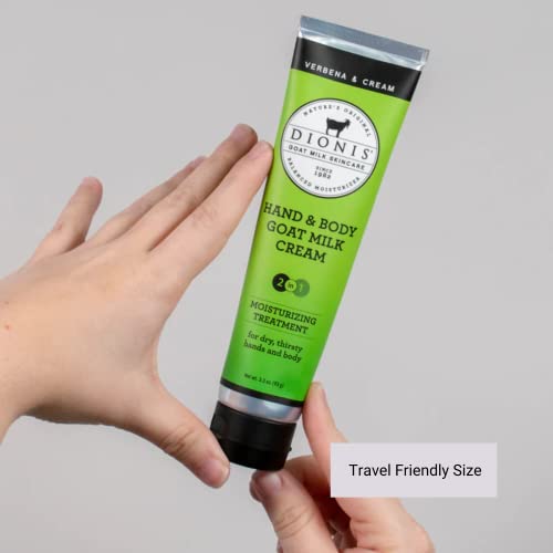 Dionis Goat Milk Skincare 3.3 Oz Verbena & Cream Hand & Body Cream - Travel Size Hand Lotion For Hydrating & Moisturizing Dry Skin Relief - Cruelty Free Cream Made In The Usa - Paraben Free Formula #TOP5