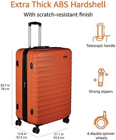 Amazon Basics Hardside Luggage ABS Hard-Shell Spinner / Suitcase with 4 Wheels - 71cm / 28 inches, Burnt Orange
