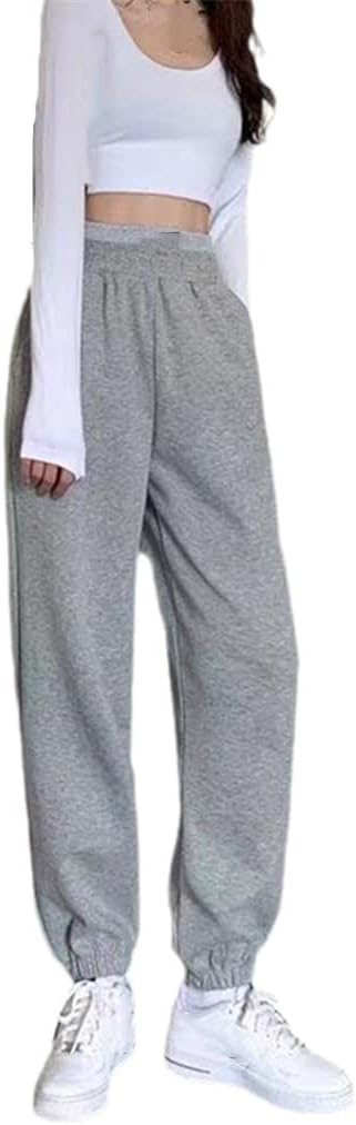 KEHAIOO Women Hip-Hop Sports Trousers, Spring Autumn Casual Loose Elastic Harem Pant, Casual Solid Pencil Cargo Pants