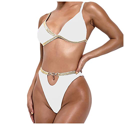 OIUHJN Puños camisa traje de baño bikini de dos piezas sexy trajes de baño para mujer traje de baño en tankini set reloj al aire libre, B-blanco., S Cover