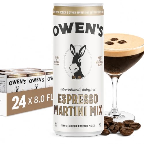 Image of Owen's Premium Non-Alcoholic Sparkling Cocktail and Mocktail Mixer, Drink Mixer for Cocktails, Mocktails, and Party Beverage, 24 Pack of 8.2 fl oz Cans (Espresso Martini Mix)