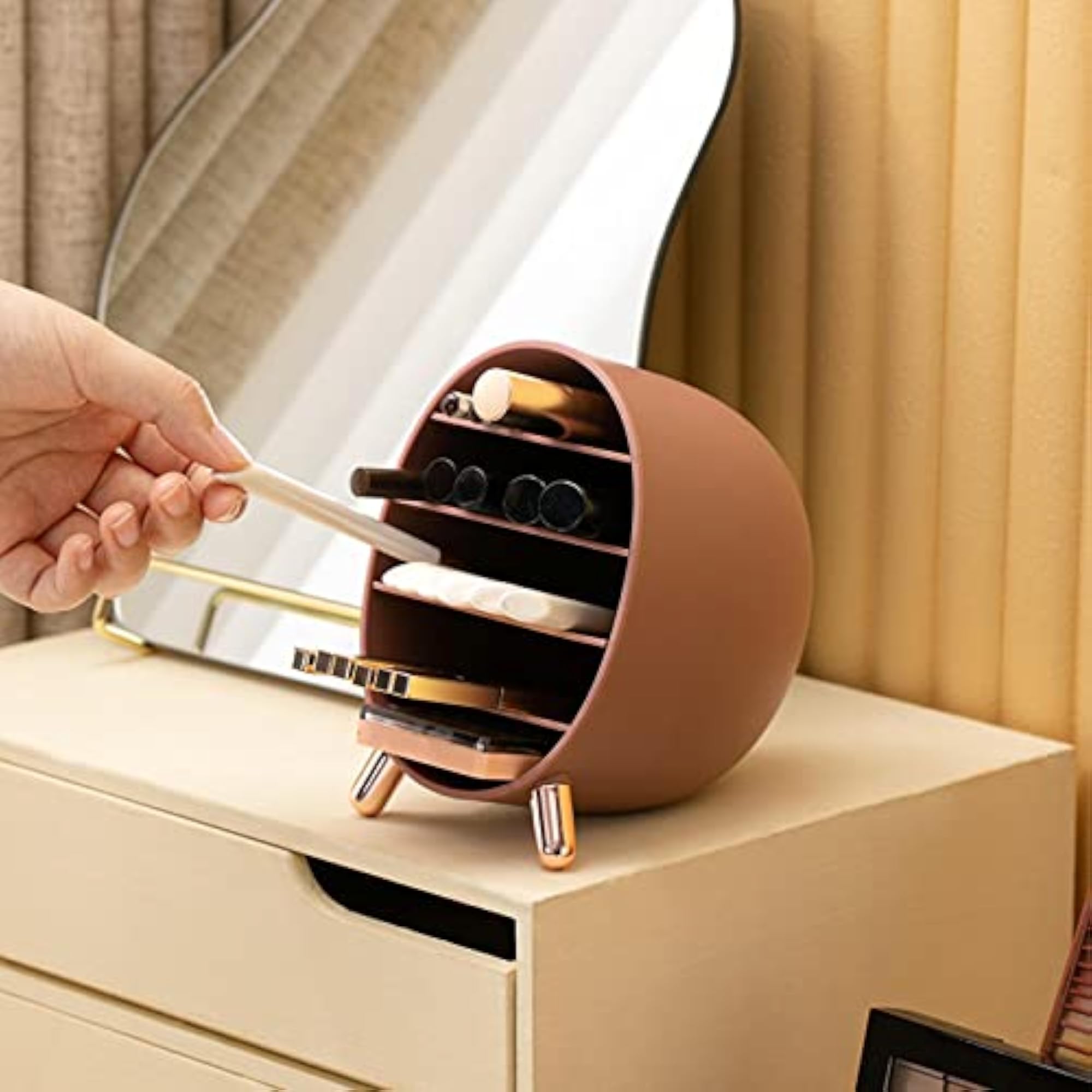 Cosmetic Makeup Accessories Organizer Display Box in Pink