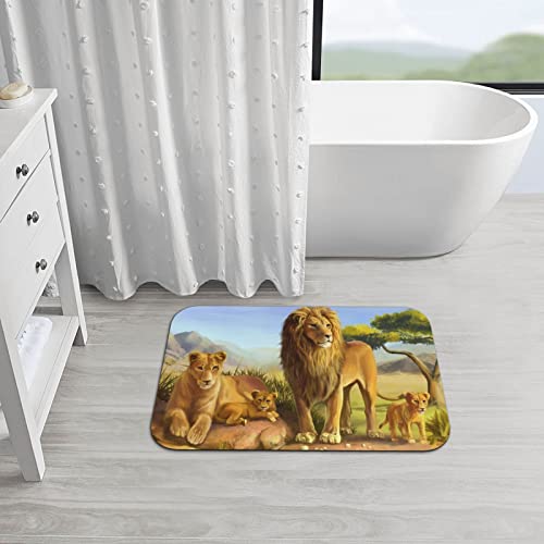 Tapis de bain lion imprimé antidérapant et absorbant pour douche - 4
