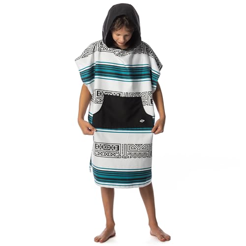 Image of Flow Changing Poncho for Kids - Microfiber Hooded Swim Towel Poncho for Boys & Girls, Perfect for Beach, Pool, or Swim - Quick Dry, Absorbent, Light Weight, and Easy to Pack (Aqua Tribe, Medium)