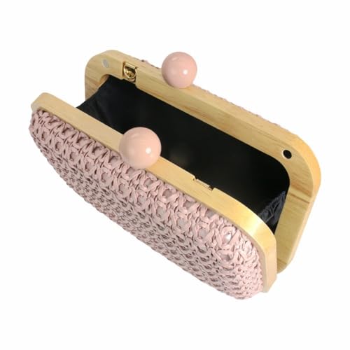 Image of Women Straw Clutch Purse Handwoven Summer Evening Bag Beach Straw Handbag Wedding Party Clutch Bag Wicker Purse