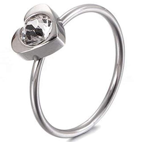 Jude Jewelers Stainless Steel Heart Shaped Solitaire Wedding Engagement Propose Ring (Silver, 9)
