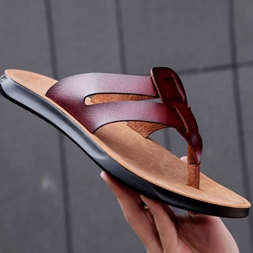 Men's Leather Flip Flops Flat Sandals Non-Slip Summer Indoor Outdoor Casual Footwear3