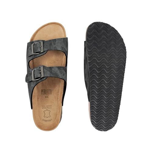 Chaussons homme semelle cuir véritable Perletti de qualité supérieure