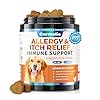 Dog allergy chews 200 chews dog itching skin relief treatment omega 3 probiotics for dog itchy paw licking relief seasonal allergies skin coat immunity supplement chicken flavor  urban country home decor