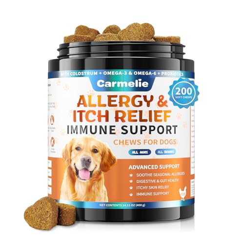 Dog-Allergy-Chews-200-Chews-Dog-Itching-Skin-Relief-Treatment-Omega-3-Probiotics-for-Dog-Itchy-Paw-Licking-Relief-Seasonal-Allergies-Skin-Coat-Immunity-Supplement-Chicken-Flavor Dog Allergy Chews 200 Chews Dog Itching Skin Relief Treatment Omega 3 Probiotics for Dog Itchy Paw Licking Relief Seasonal Allergies Skin Coat Immunity Supplement Chicken Flavor
