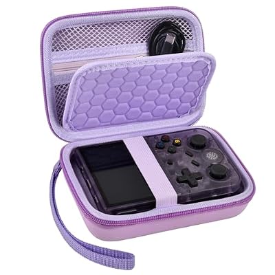 Travel Case Compatible with RG353V/ RG35XX/ RG353VS/ R36S Retro Handheld Game Console, Handheld Emulator Storage Holder Organizer, Android Game Console Carrying Bag (Box Only)(Black+Purple)2 Pack