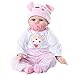 AFYH Poupée de Simulation Réincarné bébé, Silicone Rebirth bébé 22 Pouces Nouveau-né bébé poupées vêtements Porter Vinyle Infantile Le Cadeau Parfait pour Noël Enfants-Filles