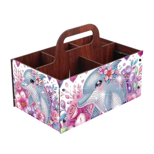 Boite de rangement bureau pour stylos et ciseaux de peinture diamant avec poignées