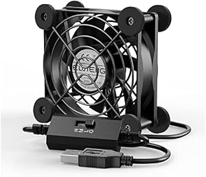 ELUTENG Ventilateur USB 80mm avec 8 Tapis Amortisseurs Trois Vitesse Réglable Ventilateurs PC 8cm Fan 5v pour PC/Laptop/PS3/PS4/TV Box/Routeur
