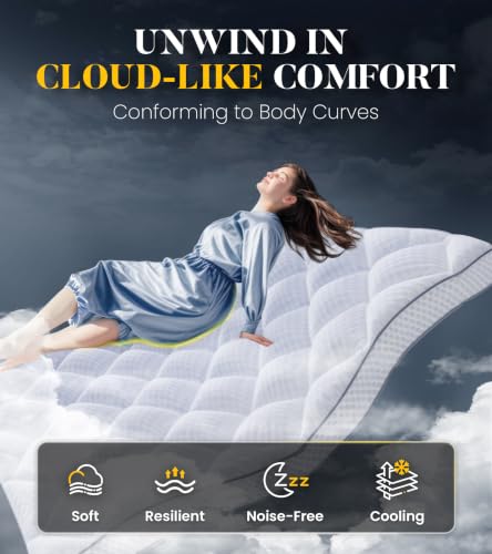 Image of 3 Inch Ultra-Fluffy Memory Foam Mattress Topper Twin for Back Pain, Extra Soft Pillow Top Twin Mattress Topper with 4X Support, Mattress Pad with Breathable Air Mesh Sides, 6-21'' Deep Pocket