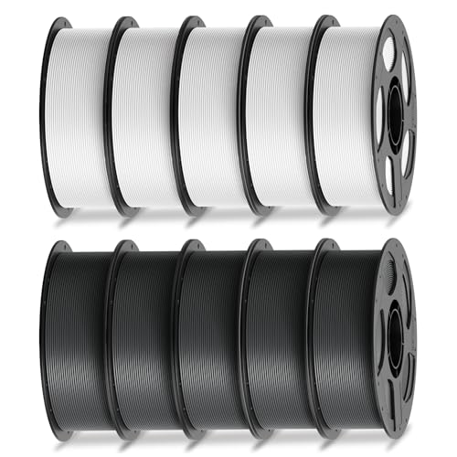 Image of ANYCUBIC PLA Filament 1.75mm Bundle, 3D Printer Filament 1.75mm Dimensional Accuracy + /- 0.02mm, 1KG Reusable Spool (2.2 lbs), 5KG White + 5KG Texture Grey, 10KG in Total