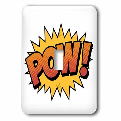 3dRose lsp_201970_1 pow Orange Lettering on Yellow Picture Burst Single Toggle Switch, Multicolor