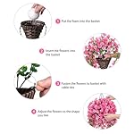 Artificial Hanging Flowers with Basket Outdoors Fake Flowers Plants,3 PCS Faux Silk Morning Pink and Light Pink Glory Flower with Eucalyptus Leaves Realistic Greenery Vines for Wall Home Porch Patio - Image 5