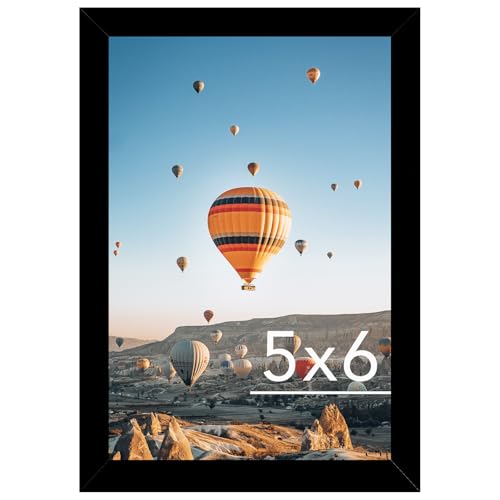 Image of JCJMY 5x6 Picture Frame Black for Wall Hanging or Tabletop, Wall Mounting Horizontally or Vertically, 5 x 6 Wall Gallery Poster Photo Frame with Shatter Resistant Plexiglass, Black