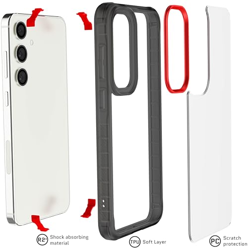 Image of Ghostek Covert Galaxy S24 Plus Clear Case with Military Grade Shockproof Protection, Non-Slip Grip, Protective Silicone Phone Cover Designed for 2024 Samsung Galaxy S24+ (6.7 inch) (Smoke)