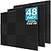JBER 48 Pack Charcoal Acoustic Panels Studio Foam Wedges Fireproof Soundproof Padding Wall Panels 1" X 12" X 12"