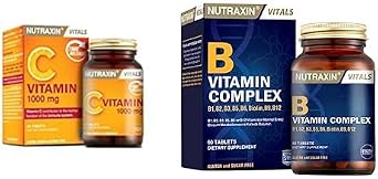 Nutraxin Vitals Vitamin C 1000 mcg 30 Tablets Food Supplement and Nutraxin B Complex Vitamin 60 Capsule Food Supplement