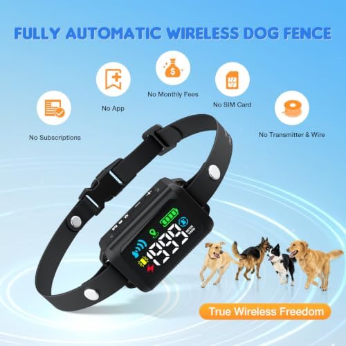 AOZOOM Wireless Dog Fence,GPS Dog Collar Fence System,for Pets Over 20Lbs