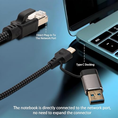 Cable de red LAN USB-C a RJ45 sin retraso para iPad y portátiles 3