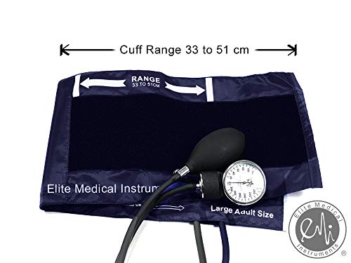 Emi Aneroid Sphygmomanometer Manual Blood Pressure Navy Large Adult Cuff (Large Adult - Navy) #TOP1