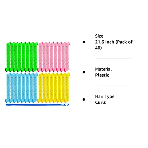 42 Pieces Spiral Curlers Wave Curls Kit, No Heat Hair Curlers Styling, 40 Pieces Hair Curler Rollers Curling Rods 2 Pieces Styling Hooks For Hair Supplies (55 Cm A/ 21.65 Inch) #TOP7