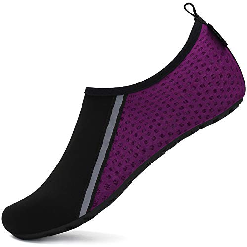 SAGUARO Hombre Mujer Zapatos de Agua Playa Escarpines Zapatillas de Deportes Acuáticos Buceo Surf Snorkel Yoga Piscina, Morado 42/43