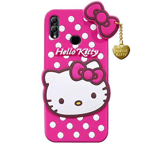 Image of Unirock Hello Kitty Back Case Cover for Honor 10 Lite| 3D Cute Hello Kitty Case |Soft Silicone Rubber Back Cover with Pendant Kitty Cover for Honor 10 Lite (Pink)