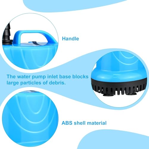 Image of VAYINATO 80W | 3200L /Hr | Lifts Upto 3m (Blue) Bottom Suction Low Water Level Dry Run Safe Submersible Water Pump For Aquarium, Koi Ponds, Hydroponic and Water Fountains by Petzlifeworld